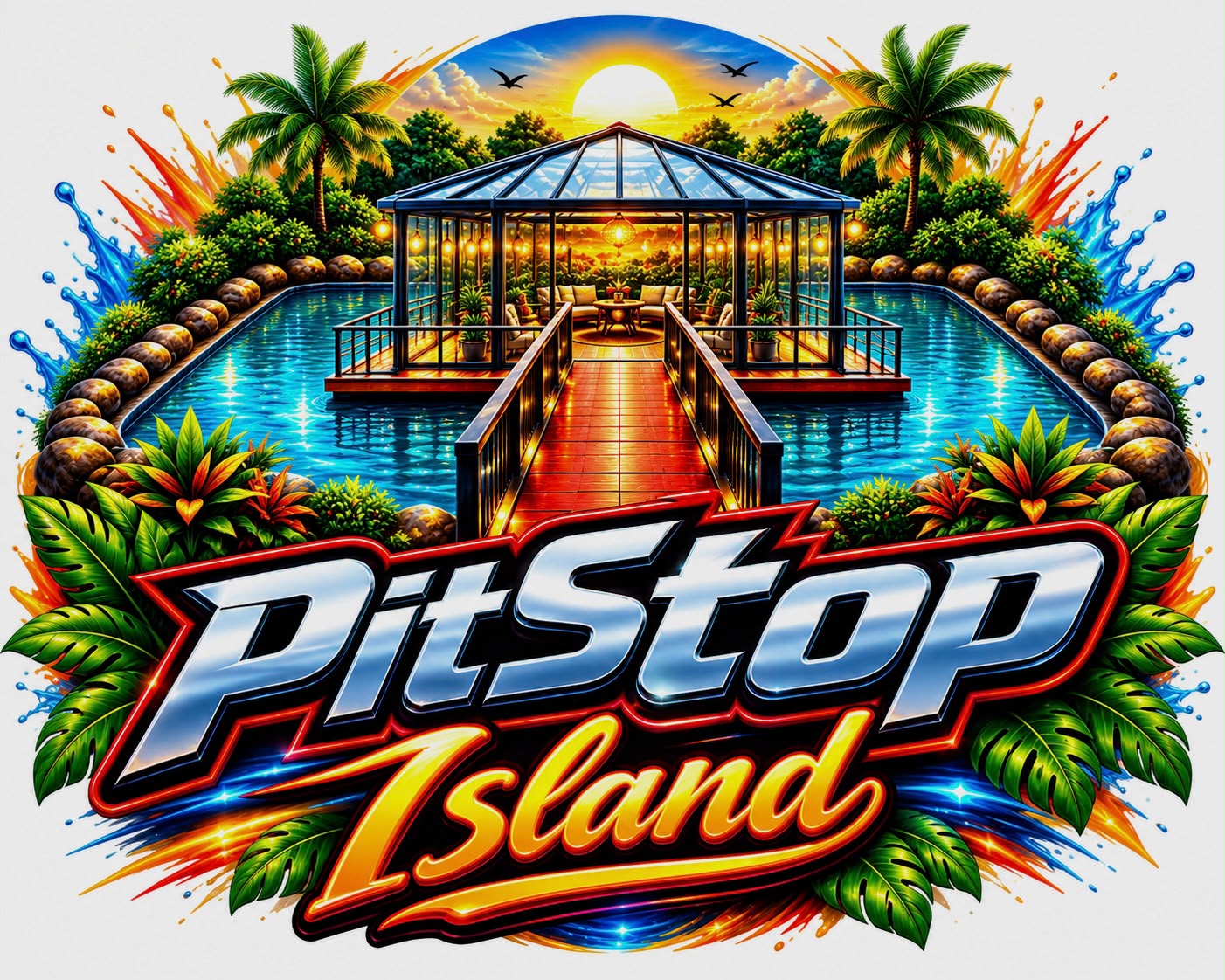 The Pitstop Island brand artwork
