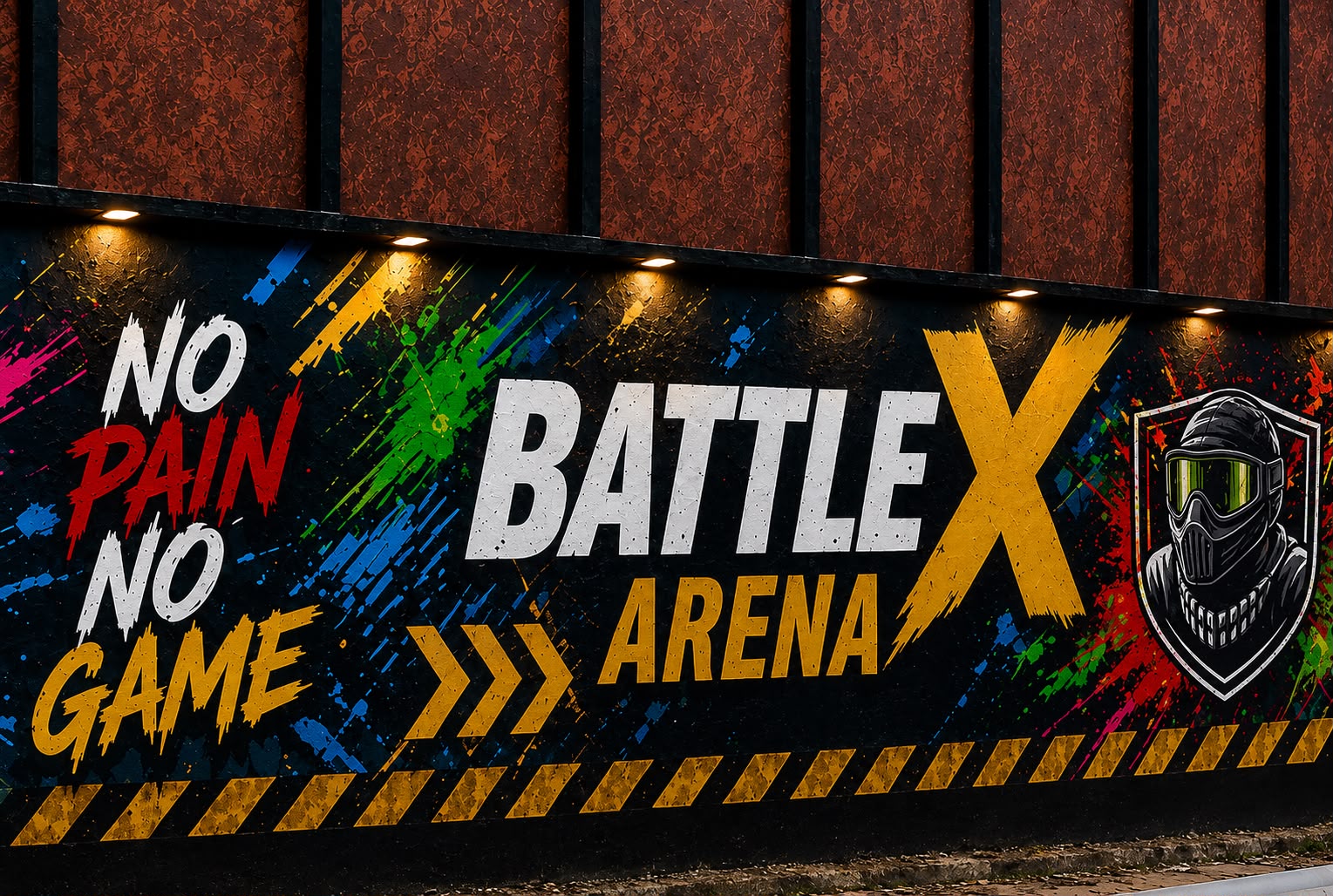 The Battle X Arena wall — no pain, no game